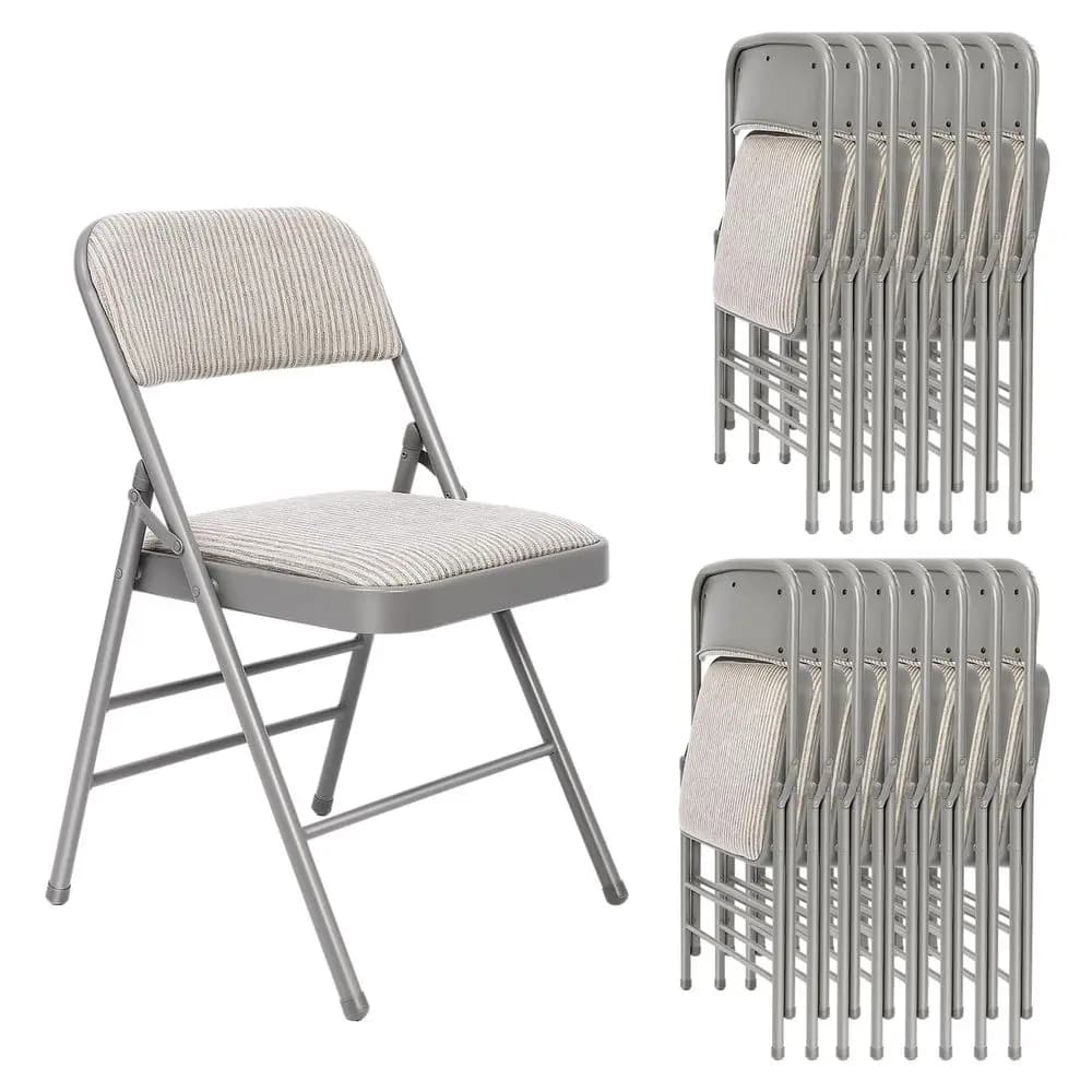 Pack Folding Chairs Fabric Dining Chair Set with Padded Cushion and Back, Indoor Outdoor Foldable Seat with Steel Frame for Hom