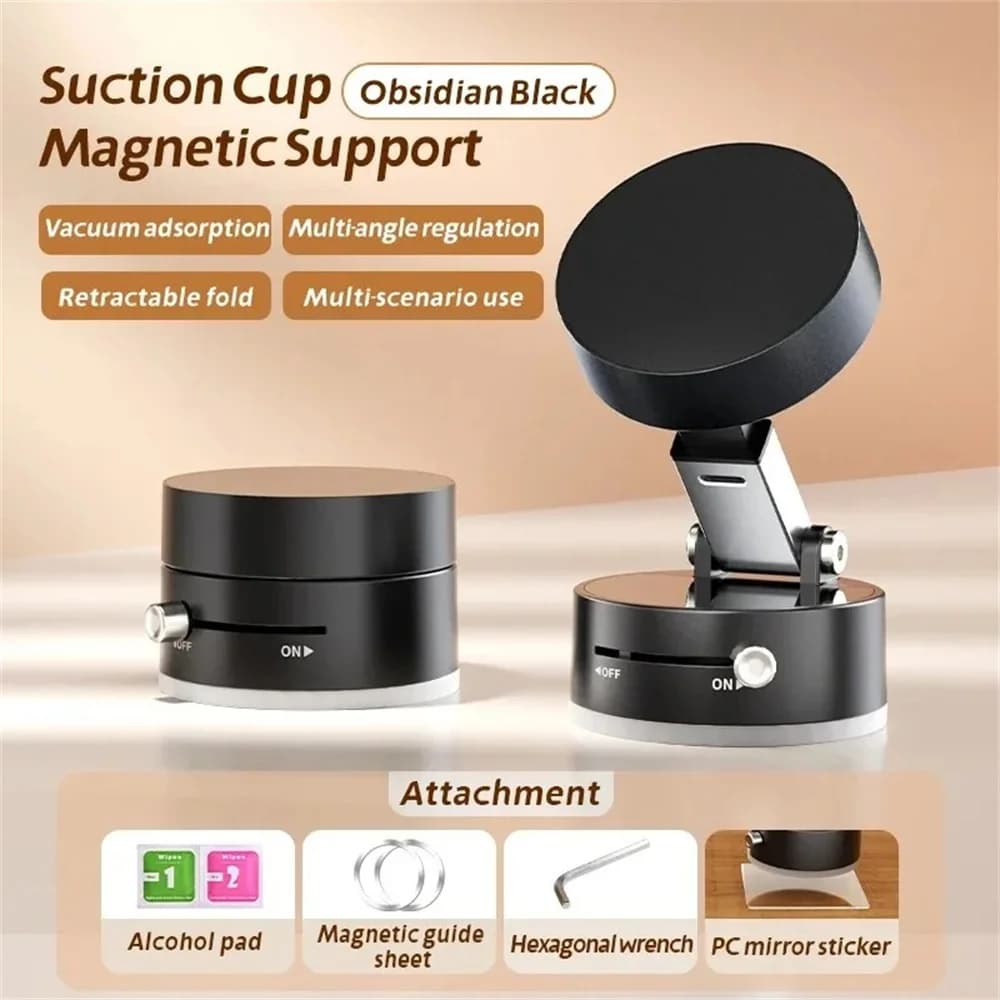 Supporto magnetico pieghevole per telefono cellulare Mini supporto a ventosa bifacciale per aspirapolvere Supporto pigro da cucina universale per tutti gli smartphone