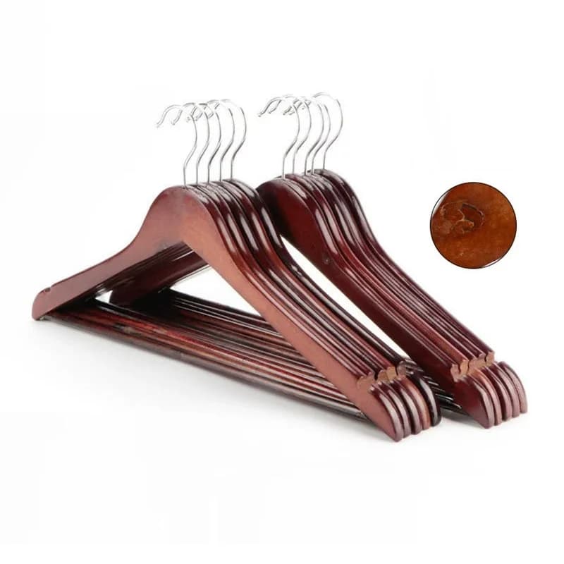 5/10/20Pcs Vintage Wooden Coat Hangers Smooth Wood Suit Hangers with Non Slip Pants Bar Hanging Rack Closet Organization