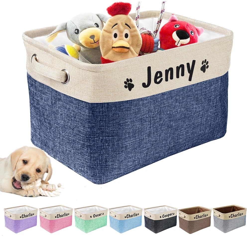 Cestino giocattolo personalizzato per cani Stampa gratuita Scatola portaoggetti per animali domestici Nome cane personalizzato fai da te Giocattoli Accessori per vestiti Pieghevole Organizzare lo stoccaggio