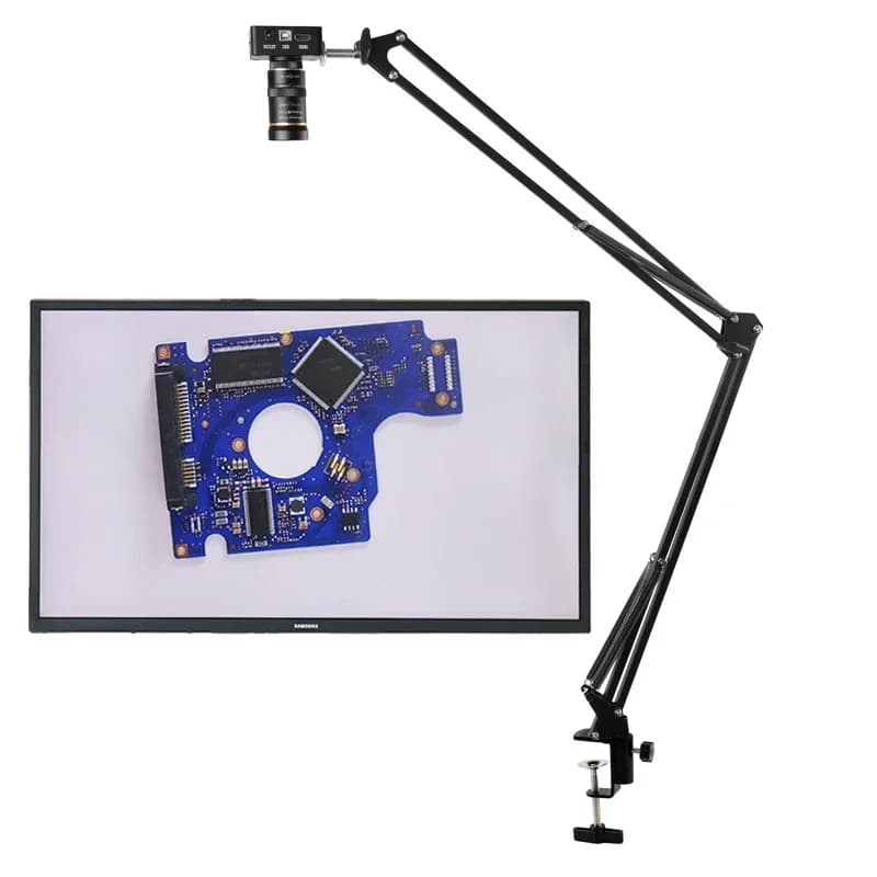 48MP 1080P HDMI USB Videocamera per microscopio industriale Grande campo visivo Obiettivo zoom 8-50mm Supporto a sbalzo per l'acquisizione di immagini