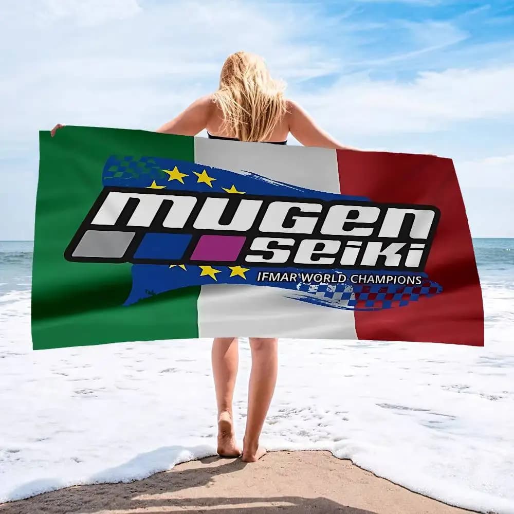 Asciugamano da spiaggia con logo Mugen Seiki Rc, morbido e assorbente, regalo per bambini, per viaggi, campeggio, palestra