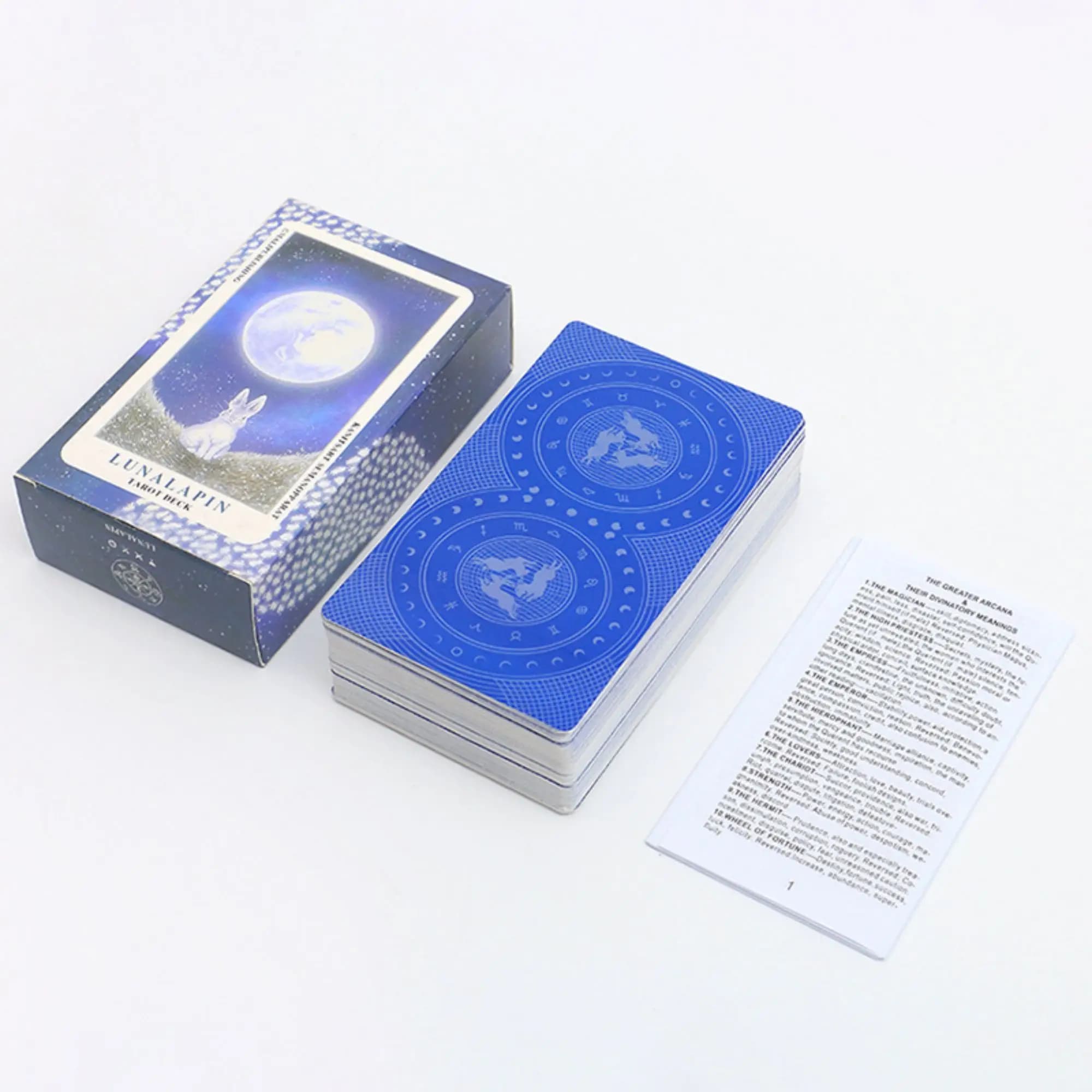 Tarocchi inglese completo 12 * 7 cm Lunalapin Rabbit mazzo di tarocchi Gioco da tavolo carte dei tarocchi Con manuale di carta per giochi di guida per l'attesa