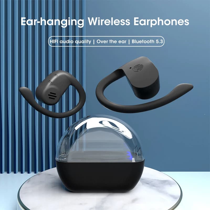 Wireless OWS Headphones Bluetooth 5.3 Low Backgrounds Ear Rotating Headset Open Ear with Microphone for Drivers Office Sports