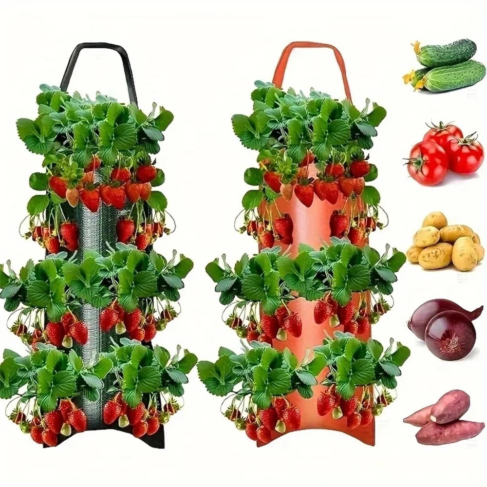 1 Pezzo Sacchetto per Coltivazione di Fragole con Fori, Giardino Verticale, Sacchetto in PE per Fiori e Verdure, Decorazione per Interni ed Esterni