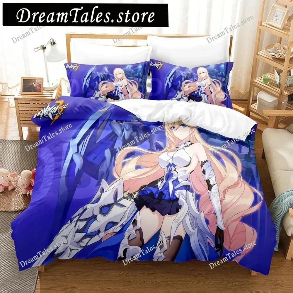 Set di biancheria da letto 3D Anime Honkai Impact 3rd, set copripiumino decorativo stampato da 2-3 pezzi, copripiumino per la casa, per adulti Teen741