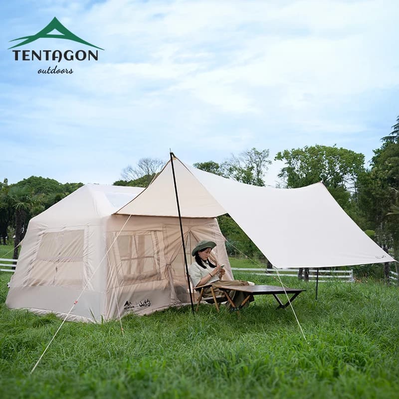Camping tent with automatic inflating to a button Waterproof outdoor curtain for 3-6 persons Air curtain Hiking Quick opening Beach fishing Anti-shade Uv