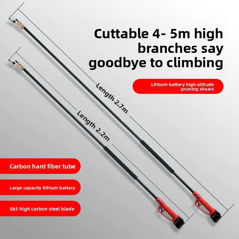 Rechargeable electric shears for high branches, extended rod, high-altitude shears, tree shears, garden lithium-ion shears