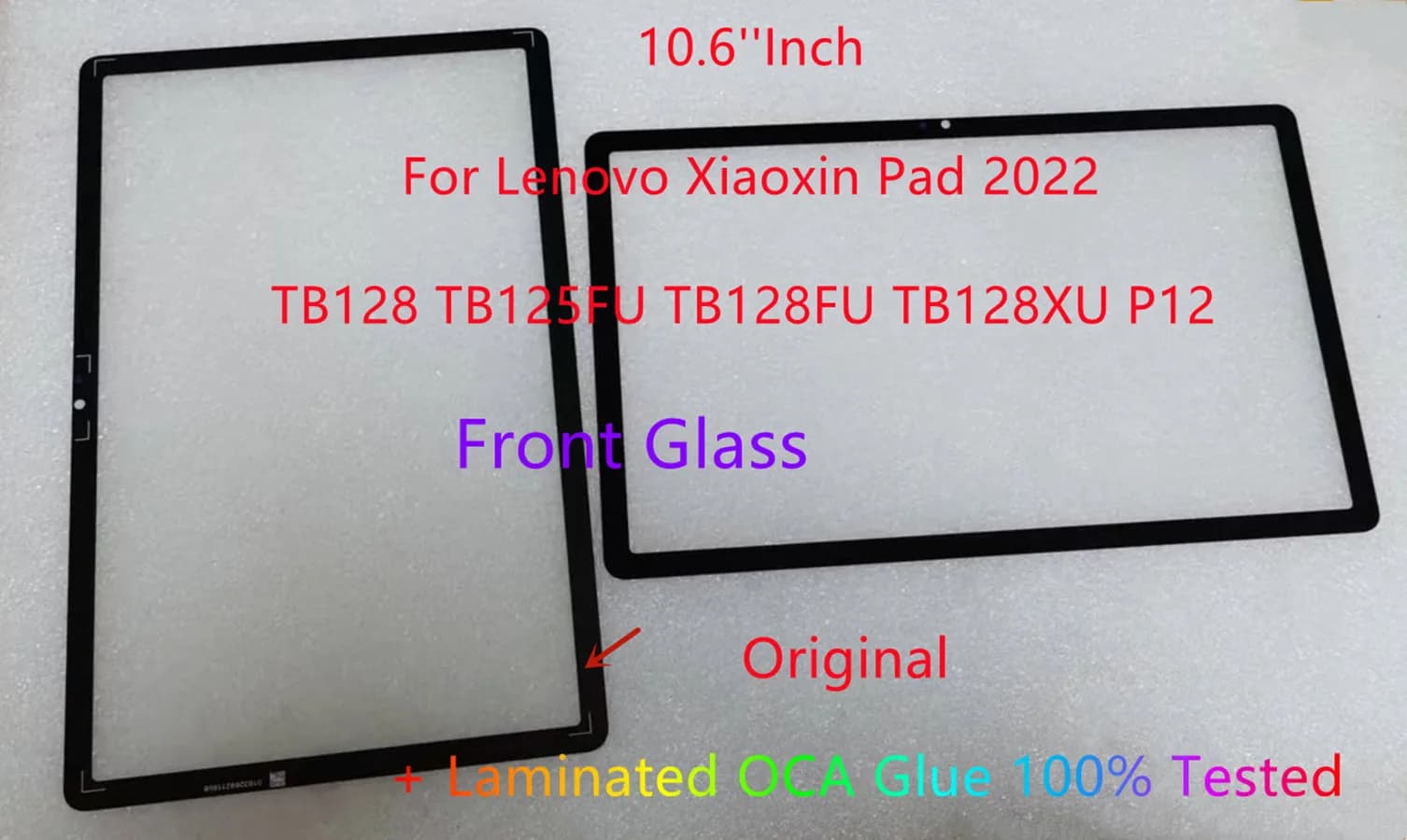 Touch Screen Panel Front Glass + Laminated OCA For Lenovo Xiaoxin Pad 10.6''Inch 2022 TB128FU TB128XU P12 TB125FU TB128
