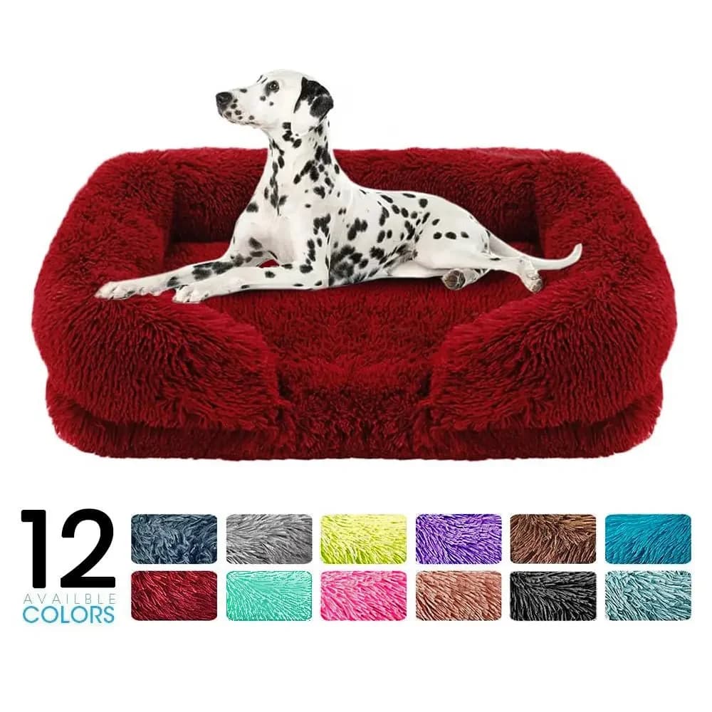 Comodo divano letto per cani in peluche, letti quadrati, lavabile, caldo cuscino per animali domestici, lettino ortopedico in memory foam in pelliccia sintetica, soffice con fodera rimuovi