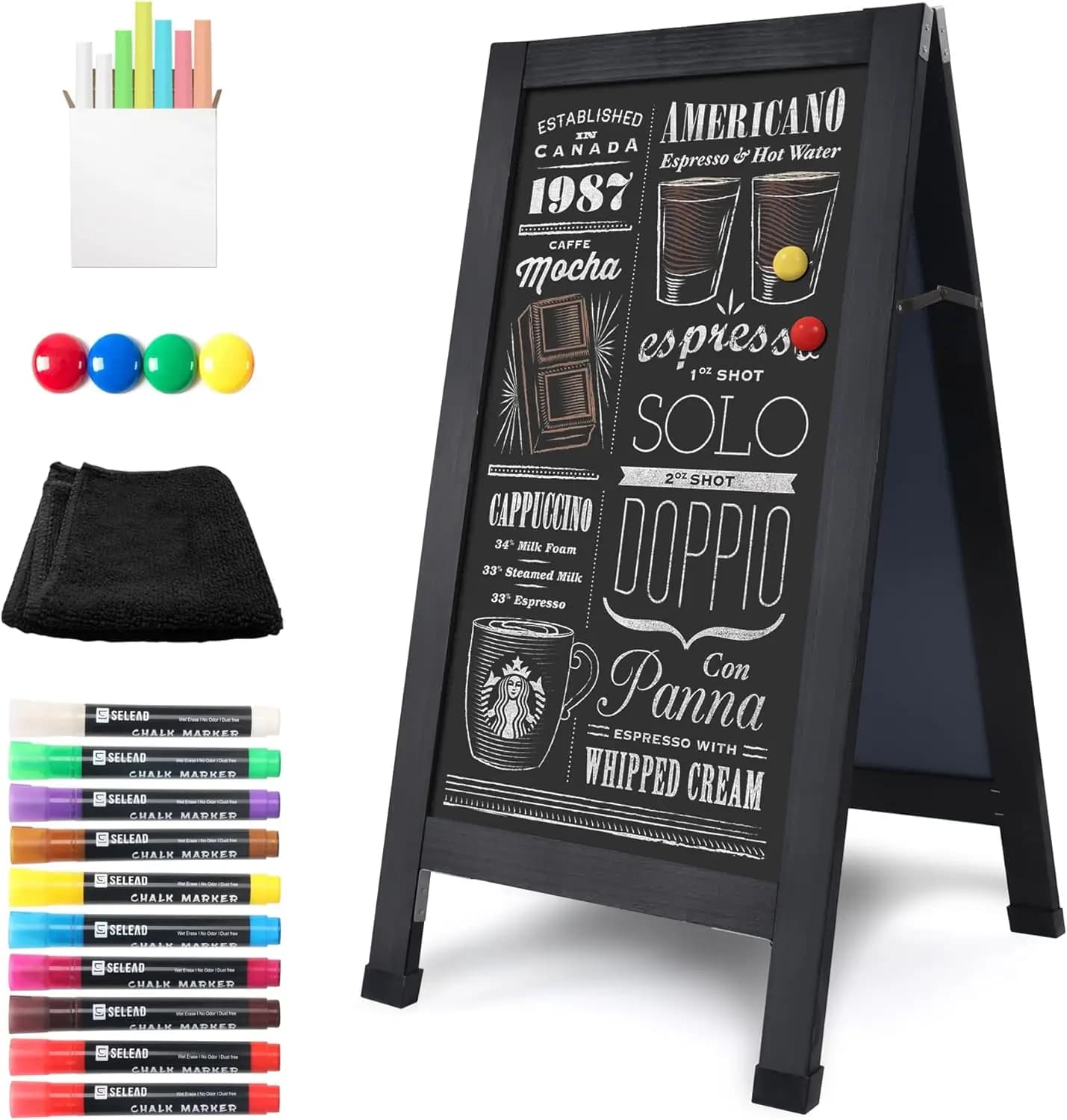 Insegne Magnetiche a Cornice per Esterni, Lavagna con Supporto per Menu, Attività Commerciali, Caffè, Eventi - Design a Cornice a Doppia Faccia
