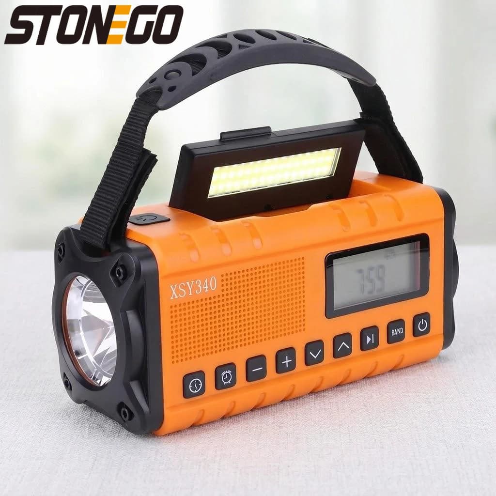 10000mAh Solar Power Bank Hand Crank AM FM Radio Emergency Weather Alert LED Flashlight Type C Charger SOS Alarm