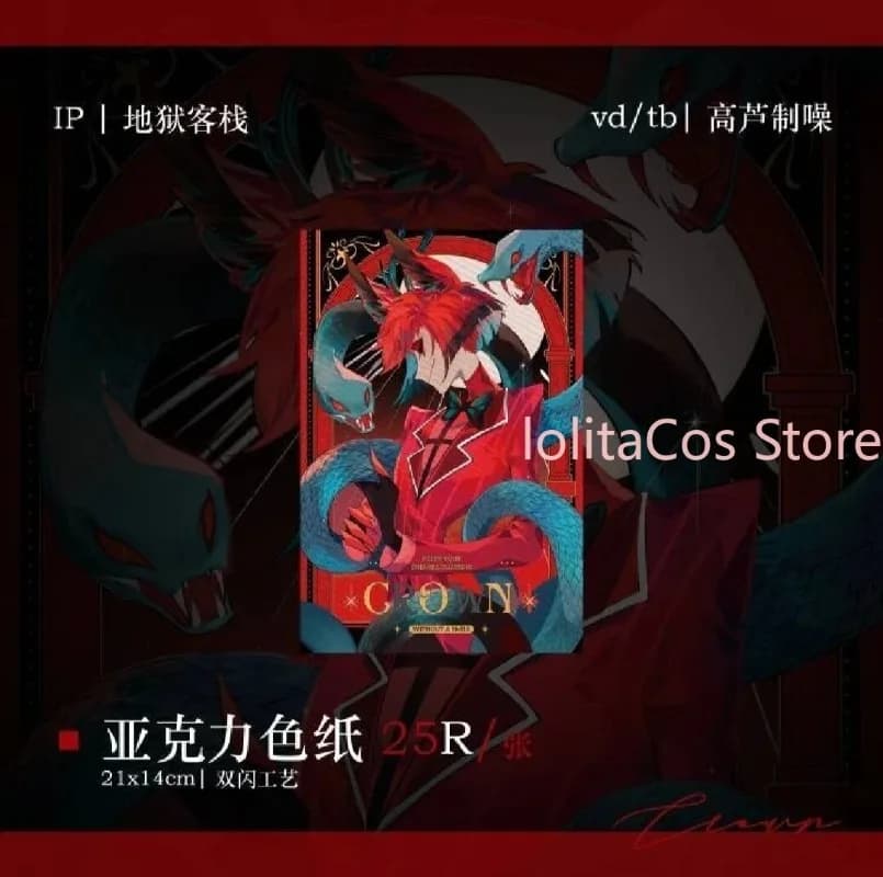 Hazbin Hotel Alastor Double Flash Round Badge Foil Postcard Anime Shikishi Acrylic Standee Ornament Tarot Cards Gift Cosplay