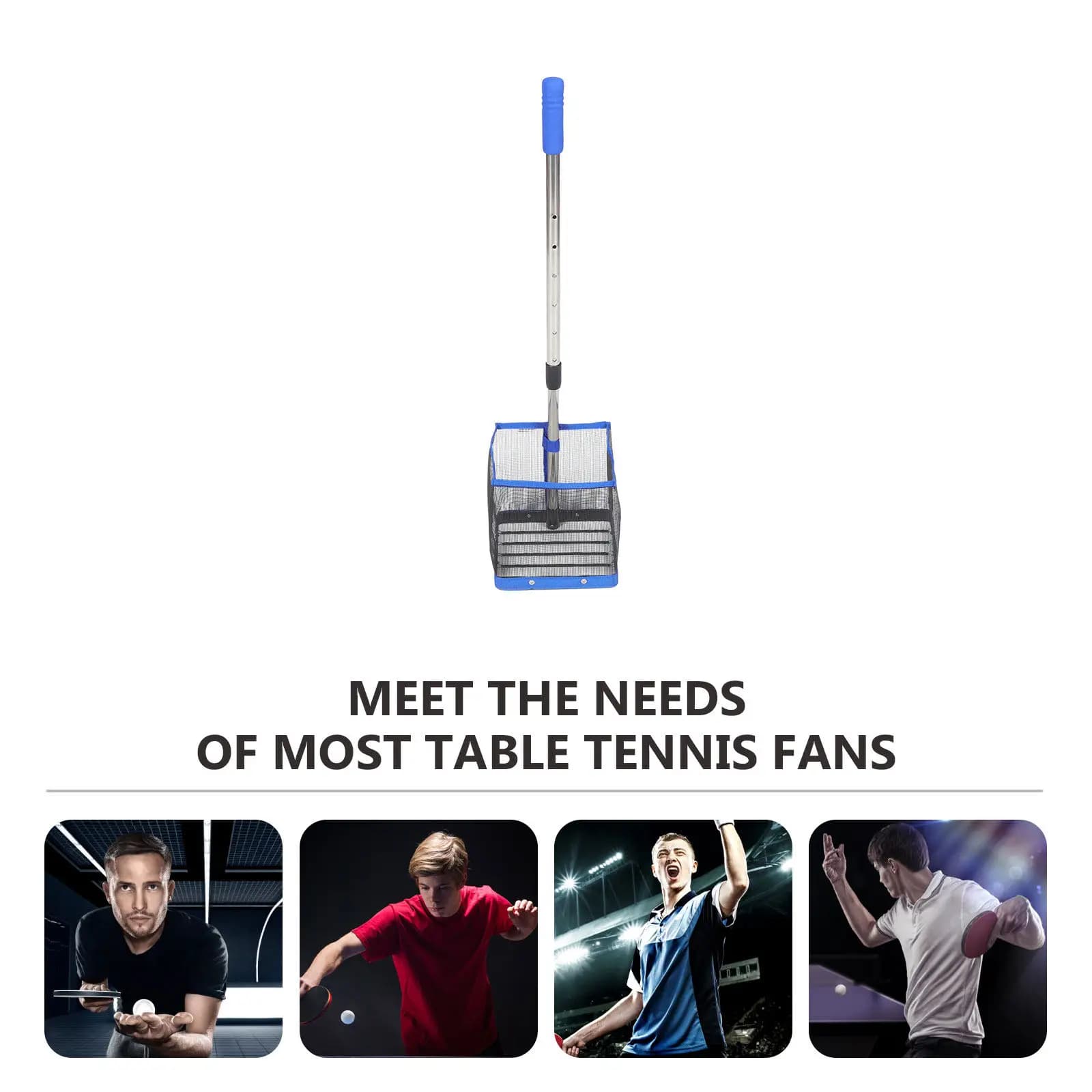 Portable Table Tennis Ball Picker Telescopic Retractable Handle Nylon Ball Retriever for Pingpong Courts Training and Practice