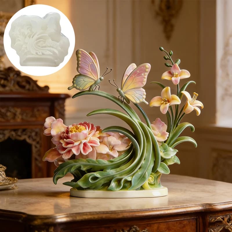Stampi in silicone per candele a farfalla e fiori, stampi in resina riutilizzabili, stampi in argilla e gesso, stampi artigianali per candele profumate fai-da-te