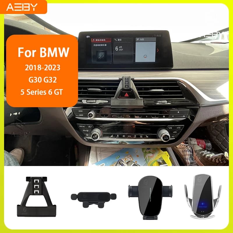 Supporto per Telefono per BMW Serie 5 6GT G30 G32 2018-2023, Base Fissa Speciale con Ricarica Wireless
