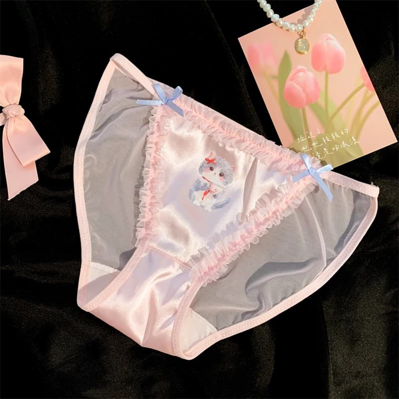 Lolita Girls Retro High Slit Mesh Panties Girls Sexy Lace Pure Desire Style Underwear Women 2025 New Collection