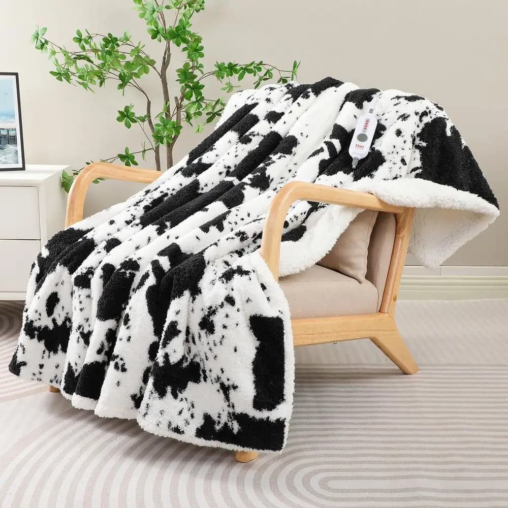 Full Size Cozy Sherpa Knitted Electric Blanket with 4 Heat Settings, 10-Hour Auto-Off, Overheating Protection, 72x84