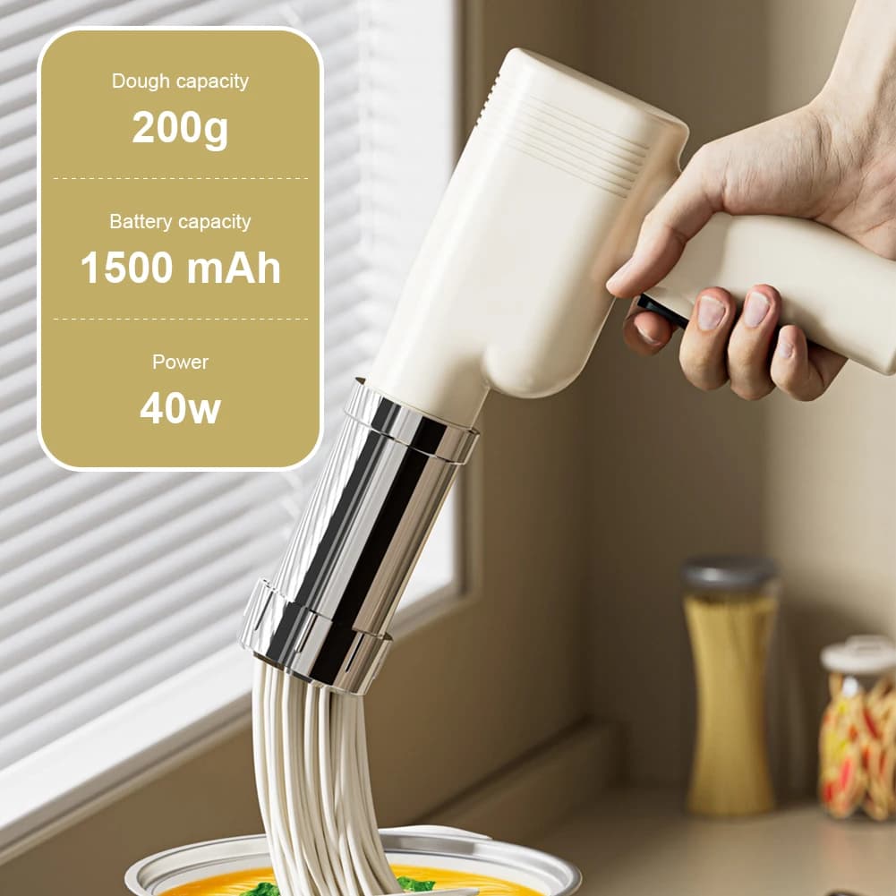 Macchina Automatica per Pasta Senza Fili, Estrusore Elettrico con 5 Stampi, Ricarica USB, Gadget da Cucina Multifunzione