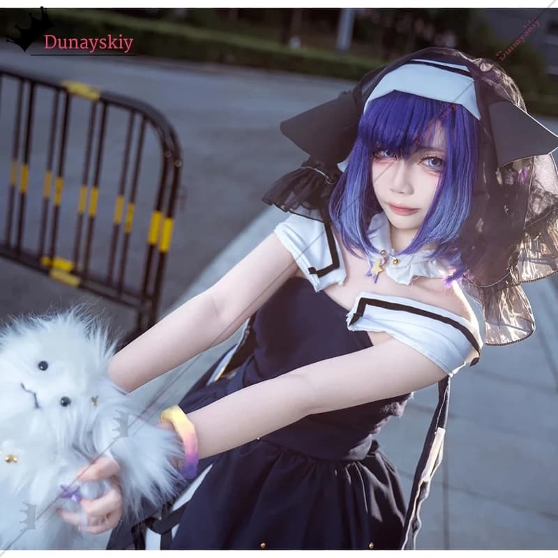 YiNuo*/Costume Cosplay Fuji Miyako Abito Lungo Jirai Kei Thunder Mine con Fiocco a Nastro e Gonna Lolita Fai da Te per Halloween DECORA
