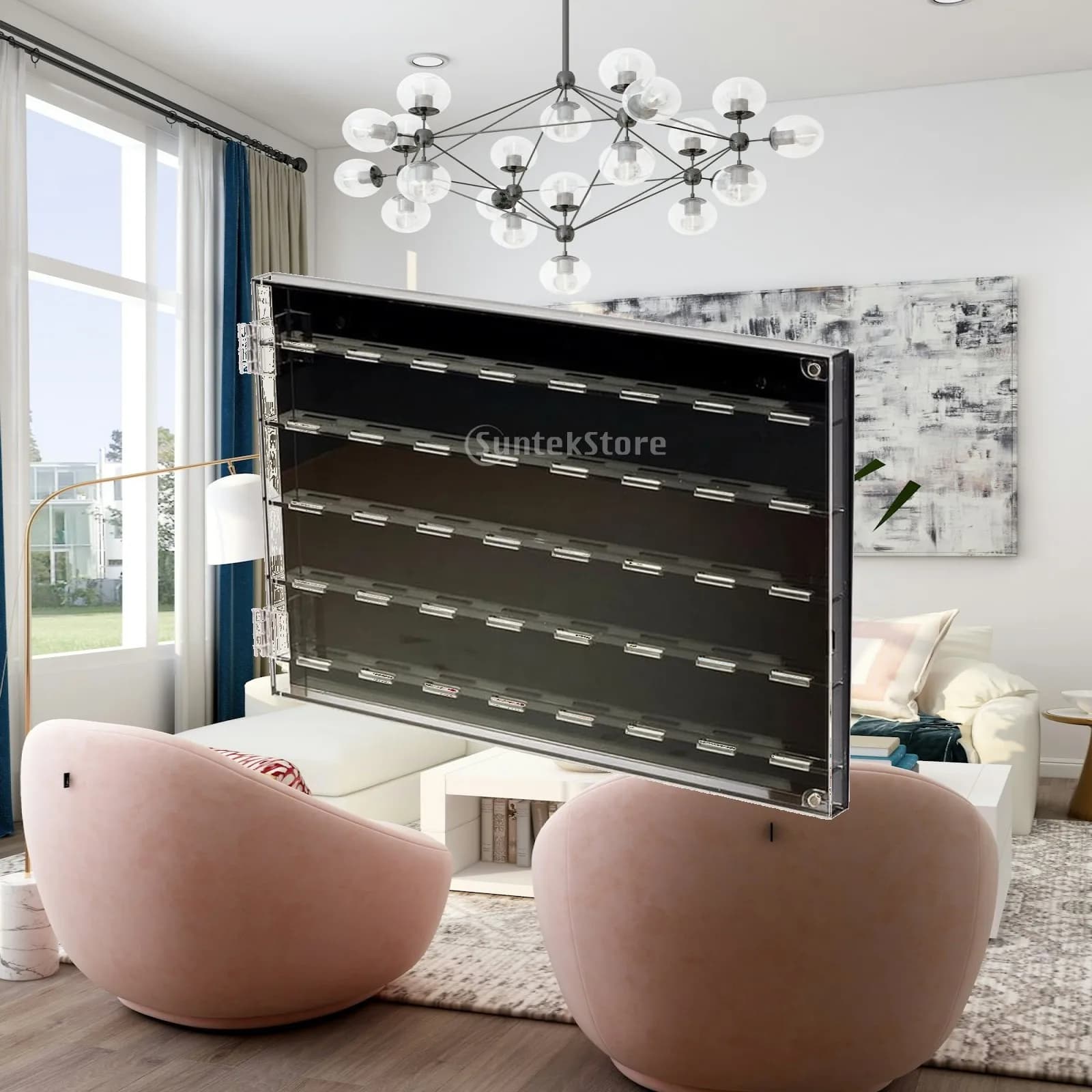 Guitar Pick Display Frame Acrylic Case for Wall Storage Clear Holder with Divider Slots for 36 Plectrums