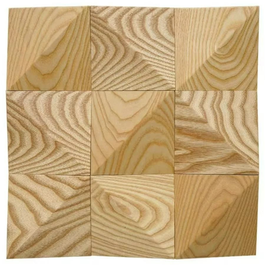 Pannello da parete a mosaico in legno 3D Triangolo in legno massello Mosaico Piastrella Pannello diffusore acustico Adesivo da parete per la decorazione della parete del soggiorno