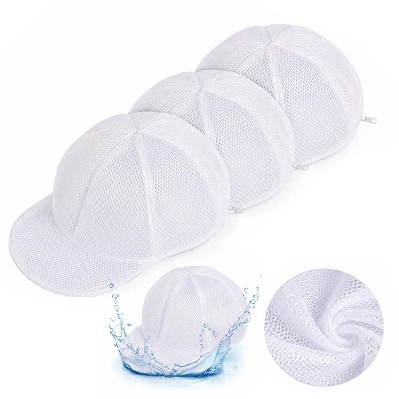 Set di 3 Sacchetti per Lavaggio Cappelli, Protezione per Cappellini da Baseball, Sacchetto Lavabile per Lavatrice, Lavastoviglie, Asciugatrice, Kit Bianco per Lavanderia ZYF
