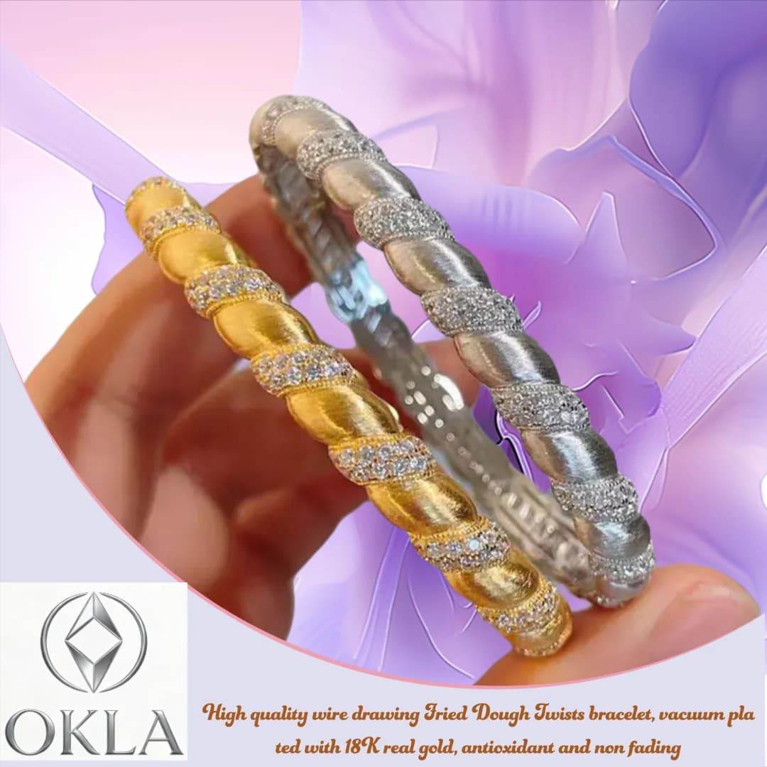Bracciale Vintage in Stile Palazzo Francese di Lusso Leggero, con Motivo a Moneta Antica, a Spirale Intrecciata, Spazzolato, Rotante, con Diamanti e Pizzo
