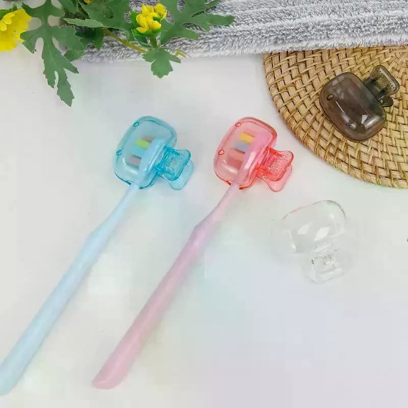 Travel Toothbrush Holder Portable Plastic Toothbrush Case Protective Clip Toothbrush Protector Cap Brush Pod Case Protective