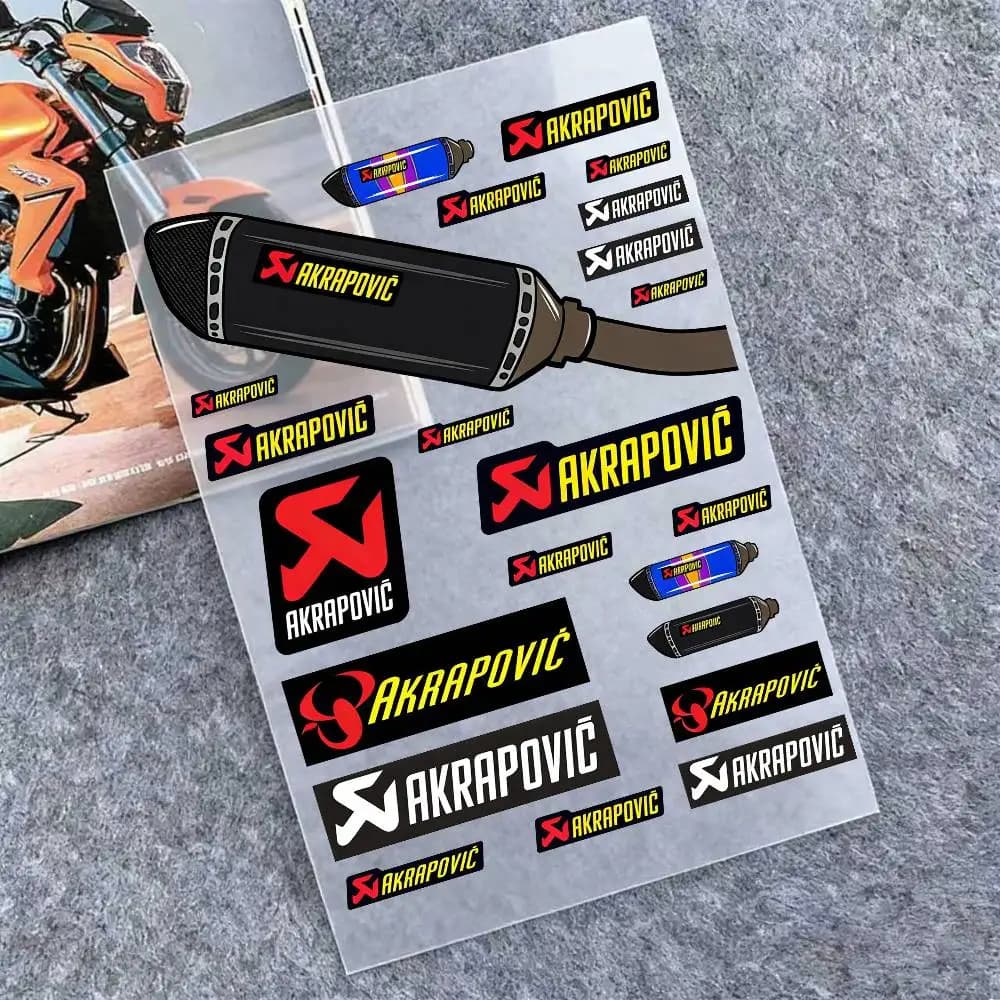 AKRAPOVIC Reflective Stickers for Moto, Decalcomanie Waterproof Vinyl for Motorcycle Helmet, Fuel Tank, Bike