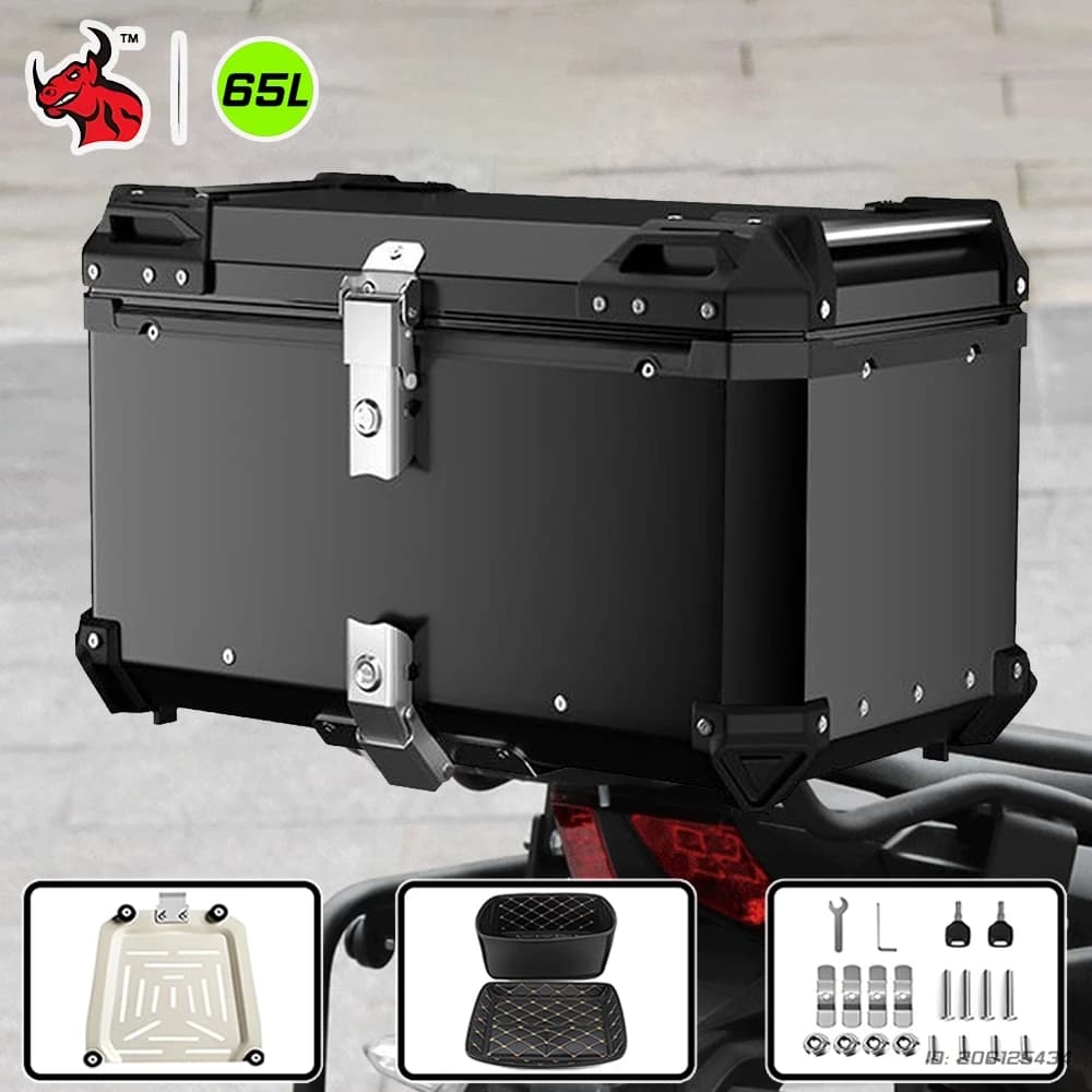 Custodia universale per bauletto per moto 36L-65L Scatola posteriore per bagagli in alluminio Custodia impermeabile per accessori per moto scooter