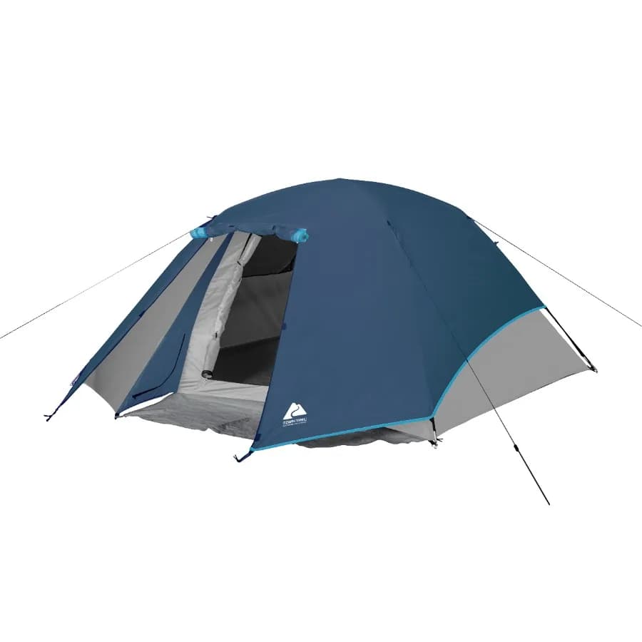 Tenda a Cupola 4P per Campeggio ed Escursionismo, Leggera e Impermeabile, Grigia con Finestre di Ventilazione e Design Facile da Montare