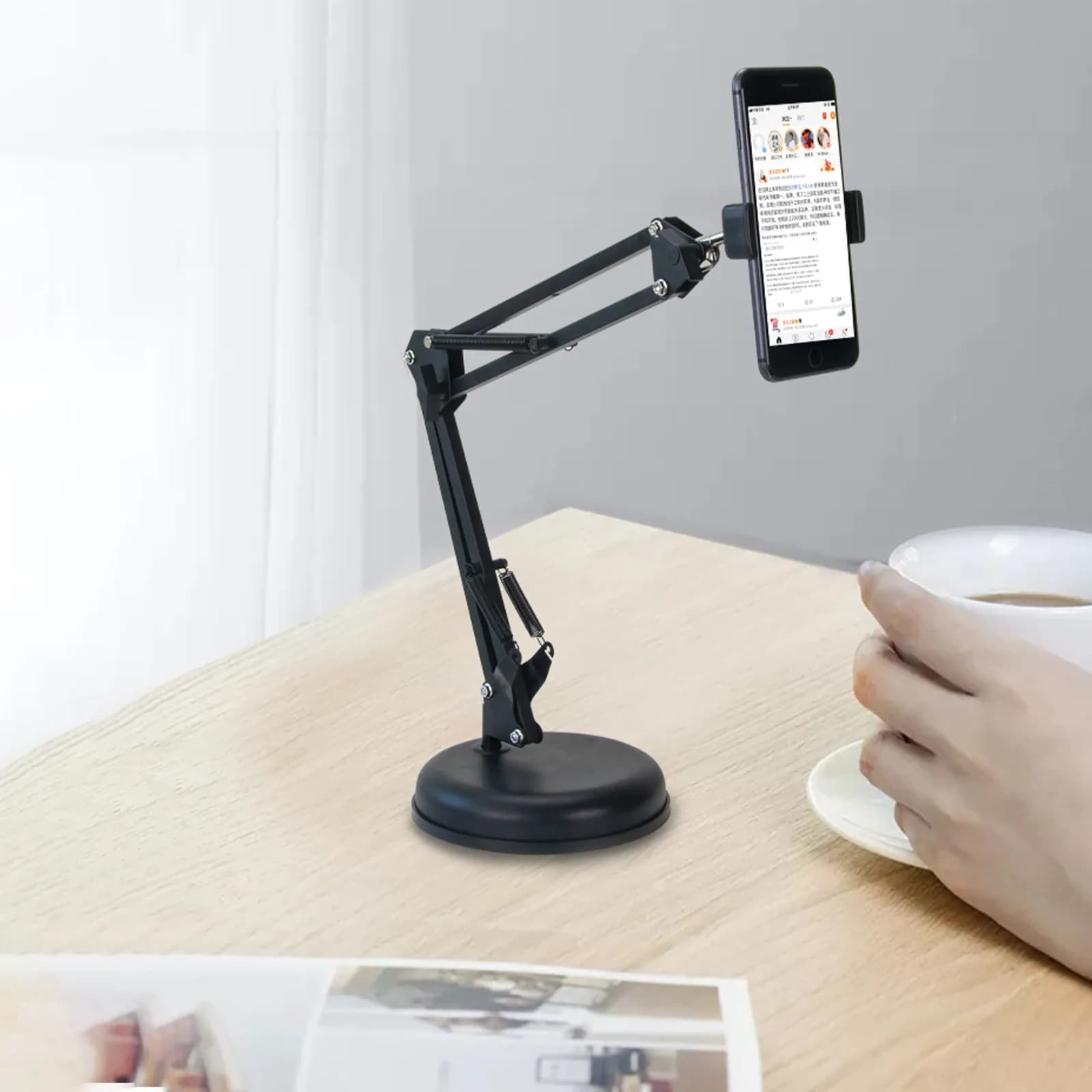 1Set Iron Camera Suspension Arm Stand Adjustable Desktop Webcam Holder Phone Recorder Bracket Camera Stand