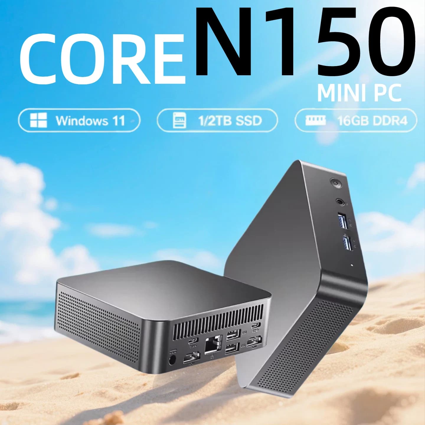 【Brand+】NEW Intel N150 Mini PC Windows 11 Desktop Office PC 1TB 2TB SSD 16GB RAM WiFi6 Portable Gaming Computer