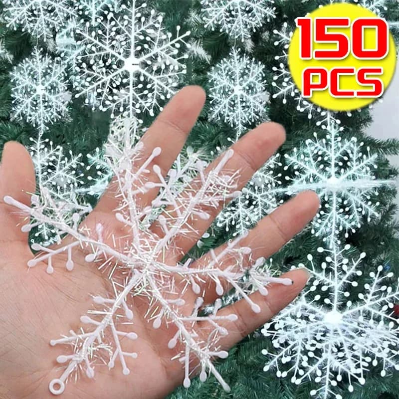 Artificial White Snowflakes Christmas ornament Christmas Tree Hanging Pendants Make yourself Fake Snowflake New Year's Day Home Decorations Gifts