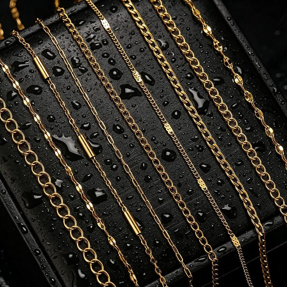 2meter Stainless Steel Lips NK Long Cross Chains for Jewelry Making PVD 18K DIY Women Men Necklace Bracelets Bulk Chain Findings