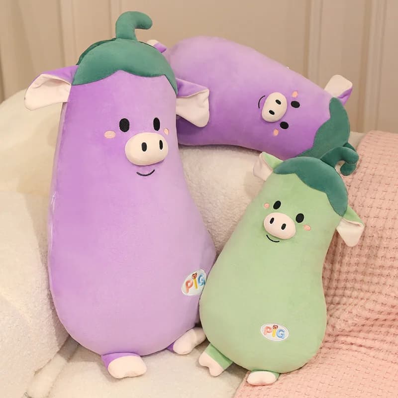 Cute Eggplant Pig Plush Toy Purple And Green Colors With Pig Face And Leaf Cap Soft Stuffed Kawaii Creative Warm Sweet