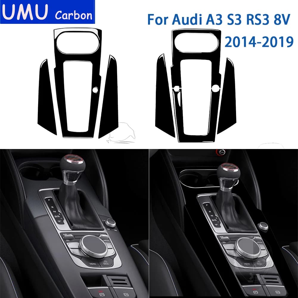 Compatibile con Audi A3 S3 RS3 8V 2014—2019 Accessori Interni auto Adesivo pannello ingranaggi Plastica nera