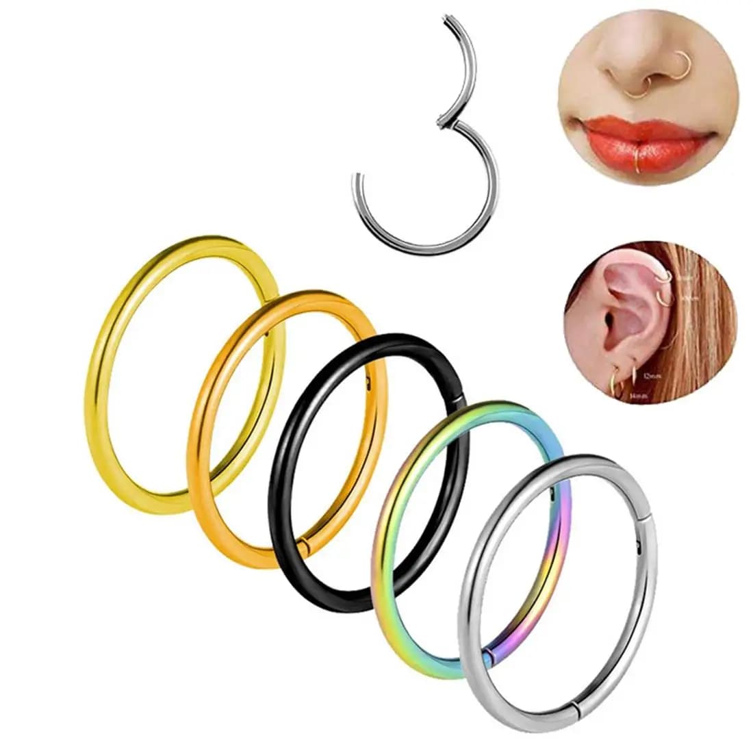 1PC unisex anello al naso orecchini a cerchio body piercing in acciaio inossidabile 316L orecchini di cartilagine per le donne uomini moda anelli al naso