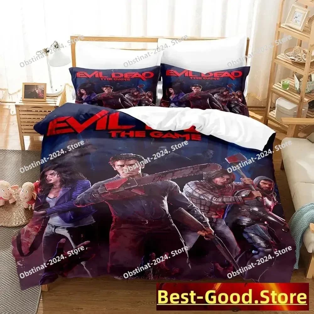 Ash VS Evil Dead Anime parure de lit Letto Copripiumino stampato Federa Set biancheria da letto Lenzuolo di lino Copripiumino Completo Queen King Size