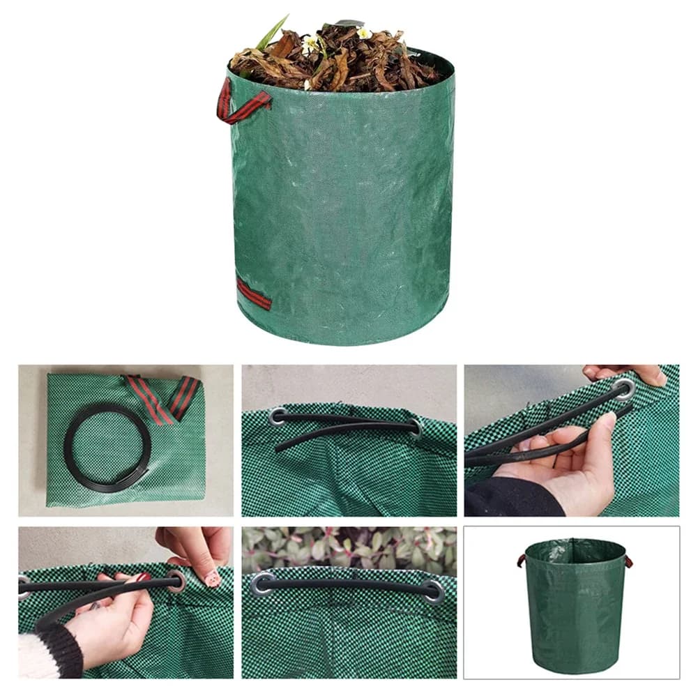 50-500L Foldable Garden Waste Bag Large Capacity Leaf Sack Light Storage Bag Garbage Wastebasket Garden Leaves Debris Trash Can