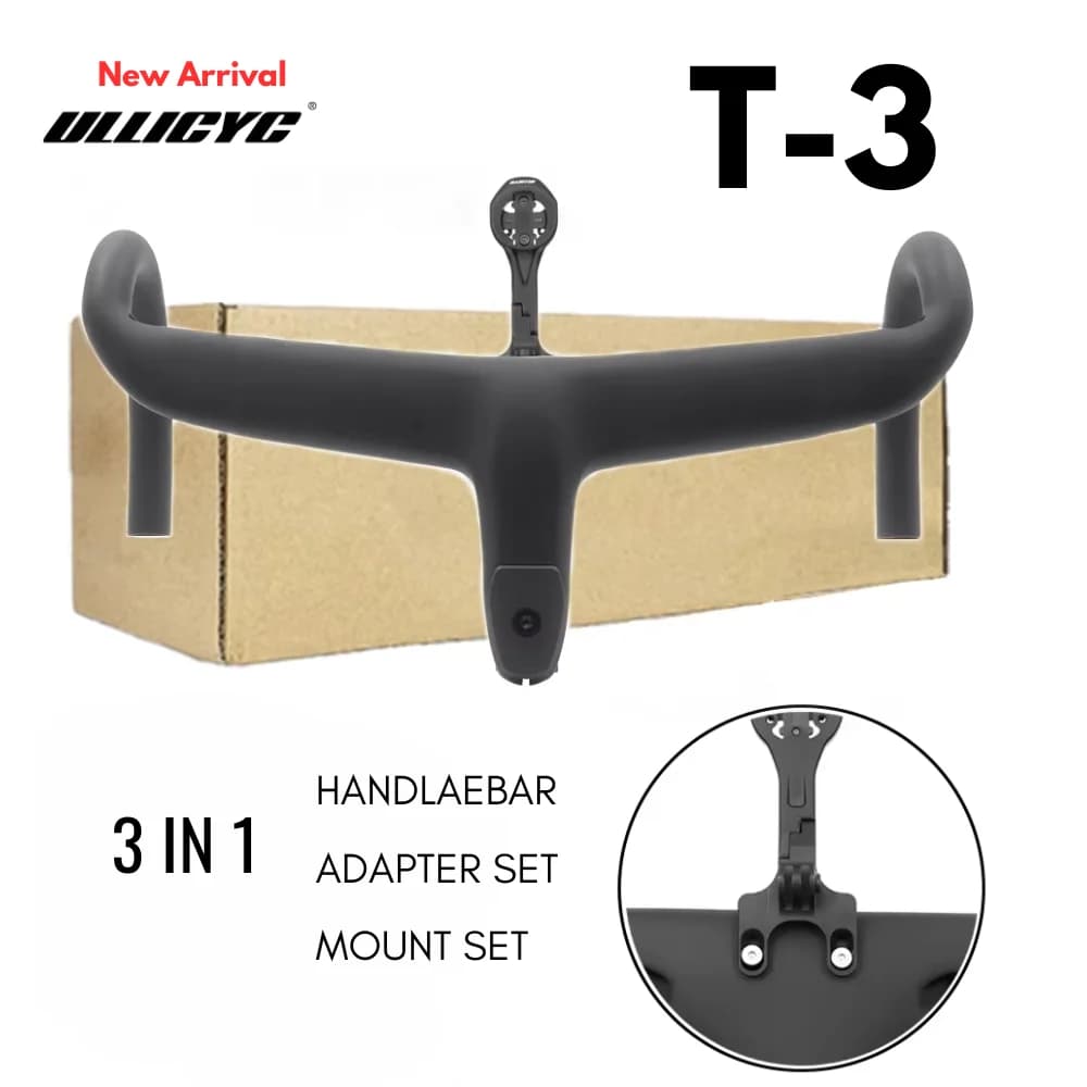 Cavalletto integrato in carbonio super leggero da 360 mm, manubrio per bicicletta da strada con cavo interno completo ONICYC con parti di montaggio per bici