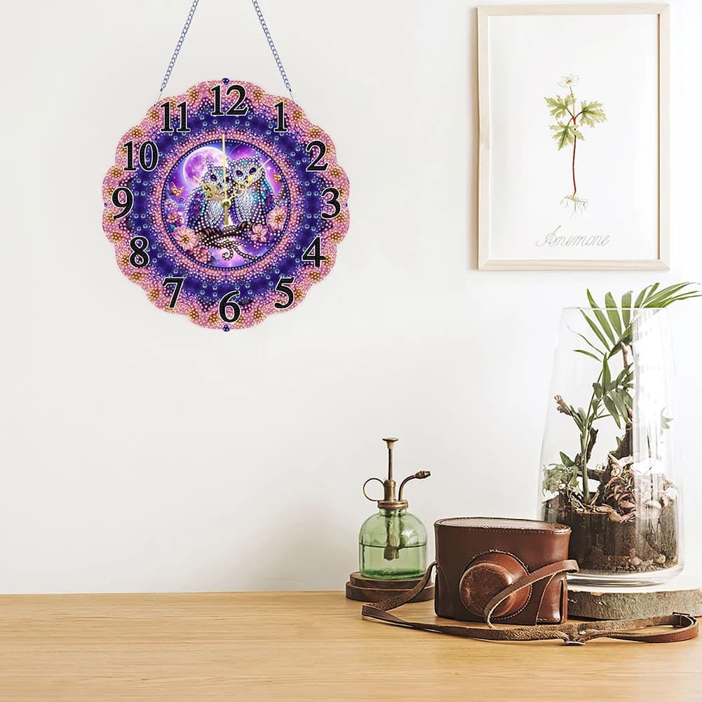 Kit Orologio Pendente 2D/5D Fai da Te con Pittura Diamantata, Orologio da Parete Artistico con Diamanti per Decorazione Casa