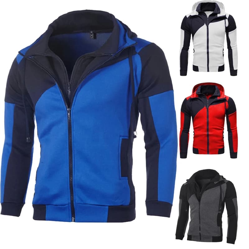 Men's warm winter coat Racing PALESTRA Hoodie with casual zipper fleece Training Skiing Sportswear Hooded Athletic Jacket