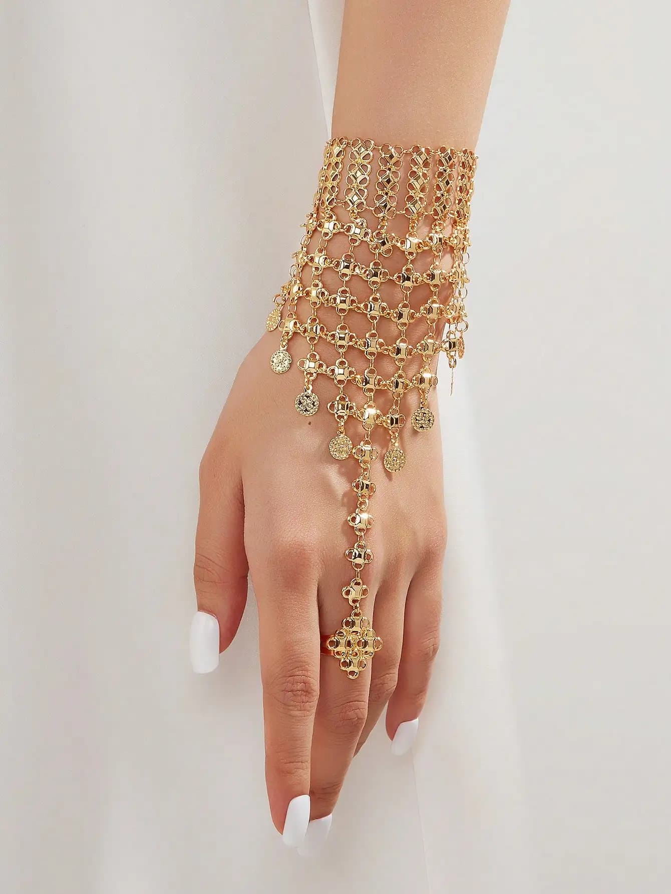Bracciale a catena placcato oro con ciondoli pendenti per donna
