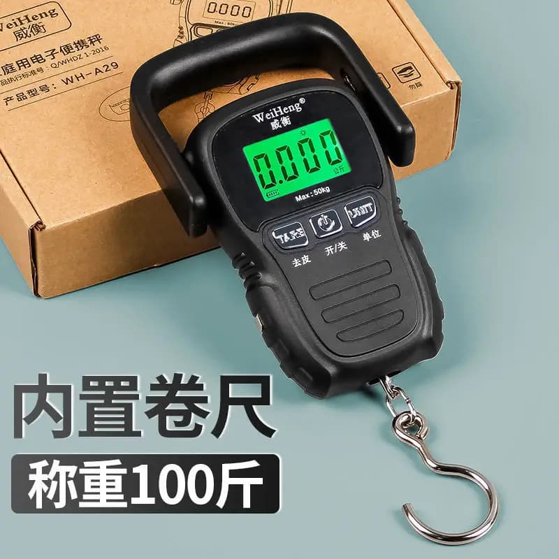 Bilancia elettronica portatile con ricarica domestica di grande maniglia con metro a nastro 1,5 metri bilancia per bagagli portatile con gancio per pesare 50 kg