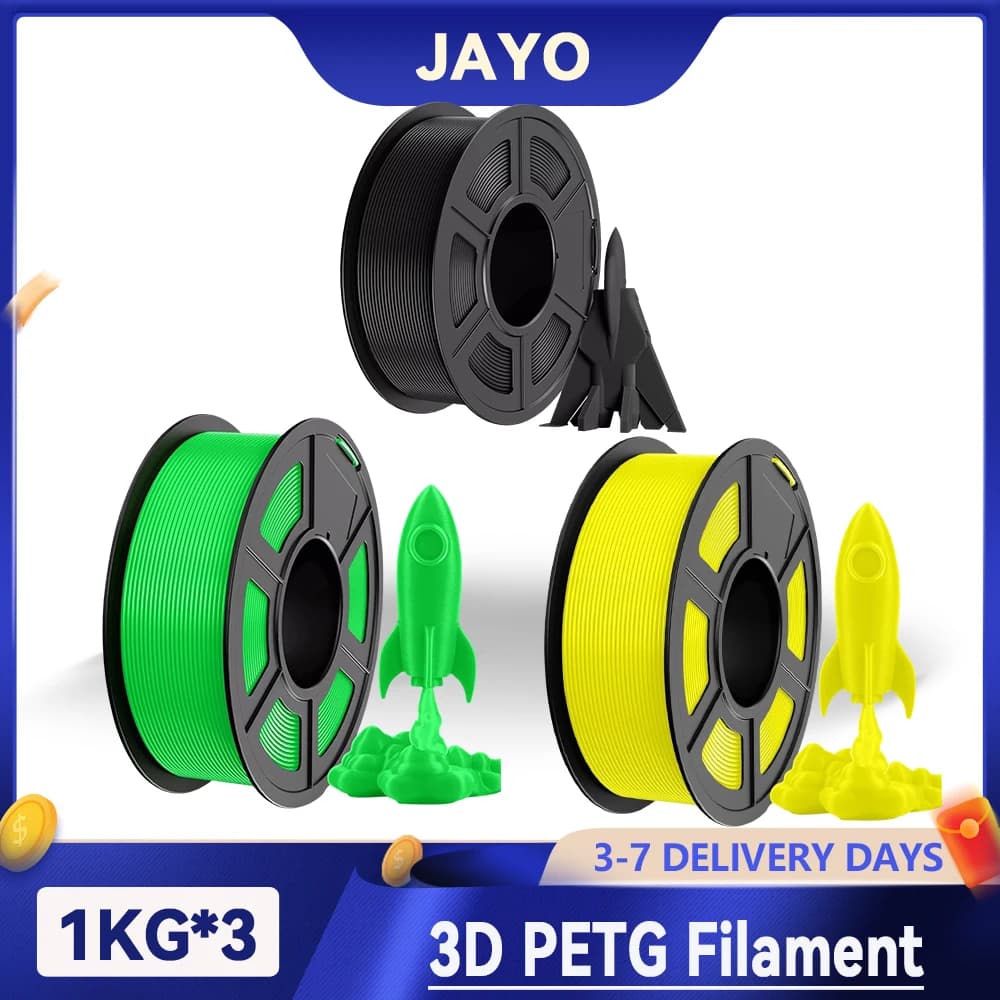 JAYO 3 Rotoli 3D PETG Filamento 1.75mm +/-0.02mm PETG Stampante Filamento Neatamente Ferito 3D Materiale di Stampa Per Bambu FDM 3D Stampante