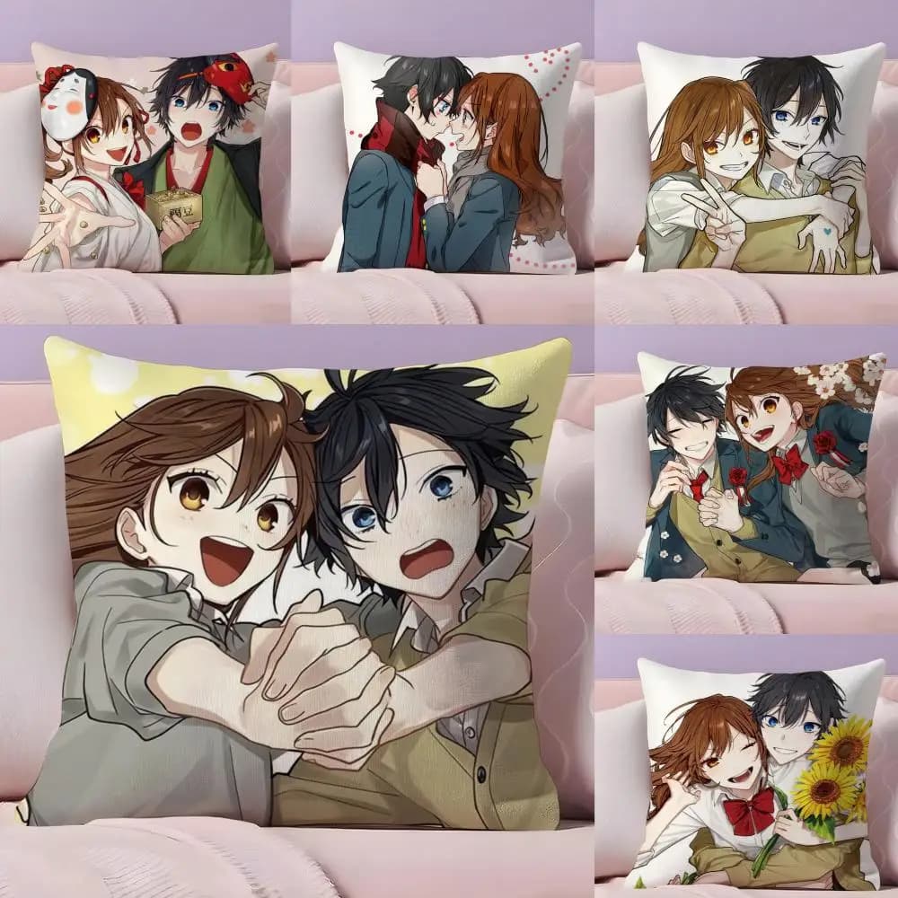 H-Horimiya Anime Cushion Cover Plush Fabric Soft Double-Sided Printed Sofa Warm Winter Home Gift Pillow Cover