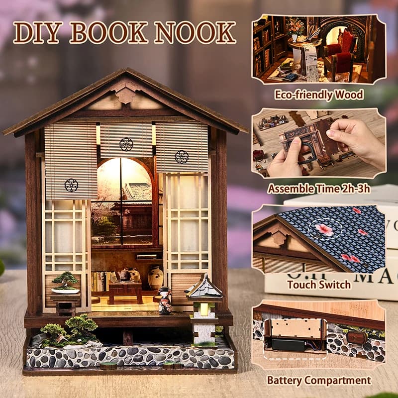 Lampada a Forma di Muschio e Giardino, Kit Fai-da-Te Casa in Miniatura, Puzzle 3D in Legno, Modello di Costruzione, Ornamento Micro-Architettonico, Regalo Creativo