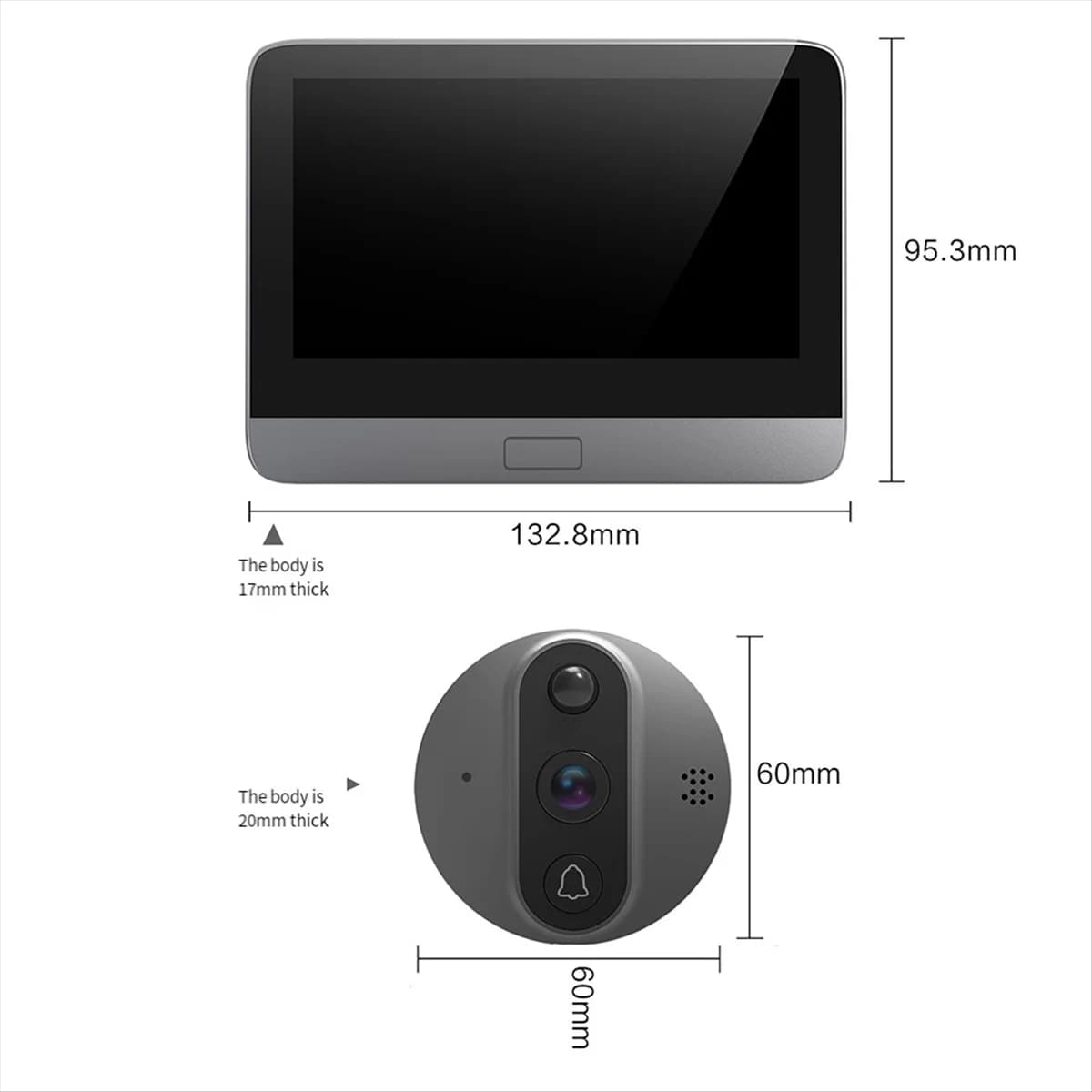【Acquista&It$ Ora】3MP Smart Life Tuya 1080P WiFi Campanello per porta Spioncino per occhi Batteria da 5000 mAh Rilevatore di movimento PIR Visualizzatore digitale IR